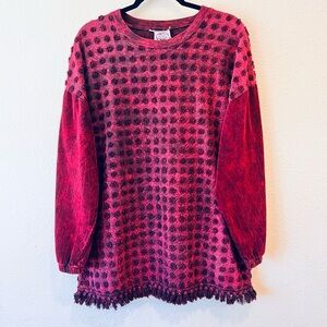 Produce Company Red Mix Medium Tunic Shirt Sweater L